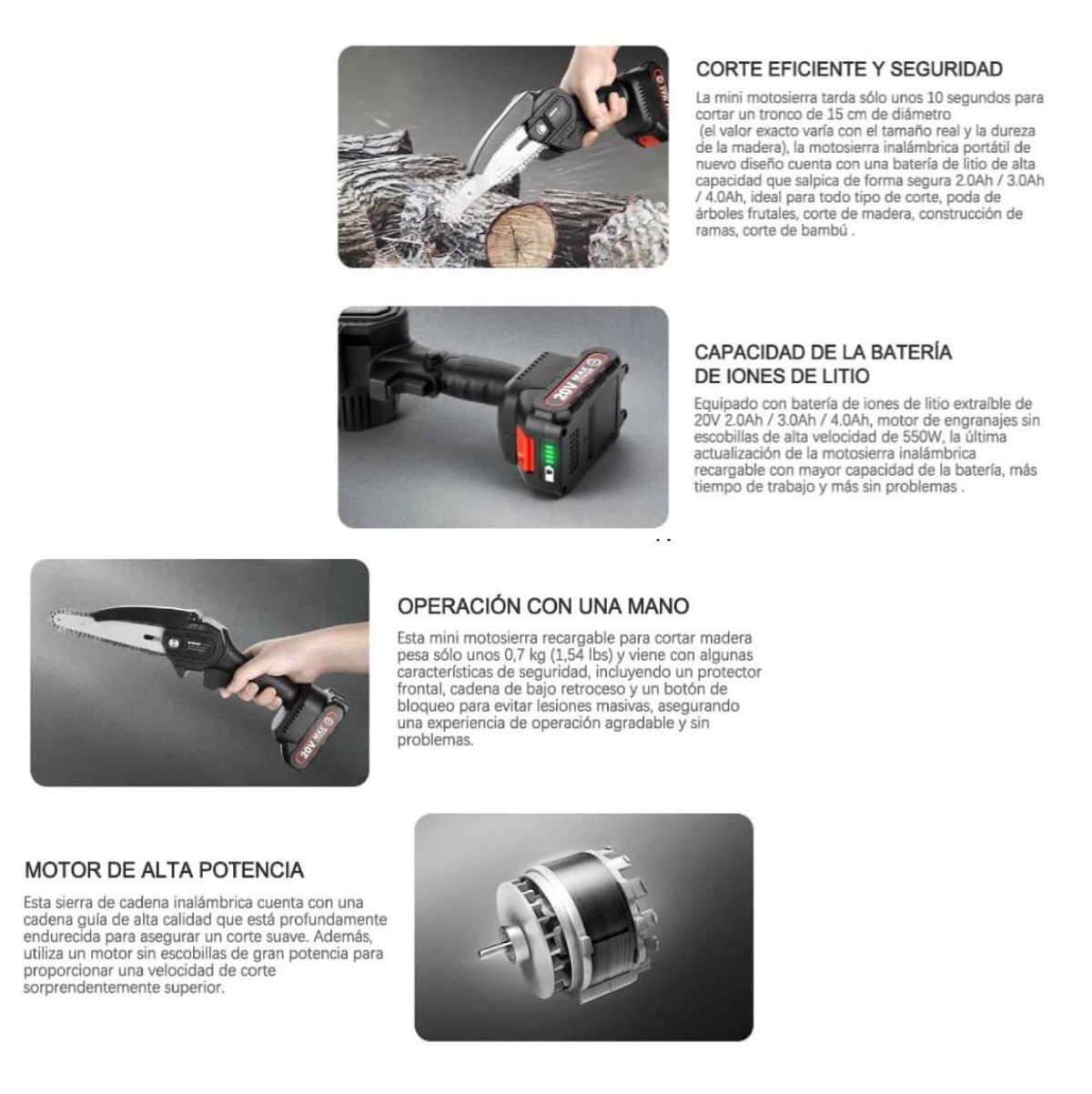 Miniatura 4 de Mini Motosierra De Mano 2 Bateria